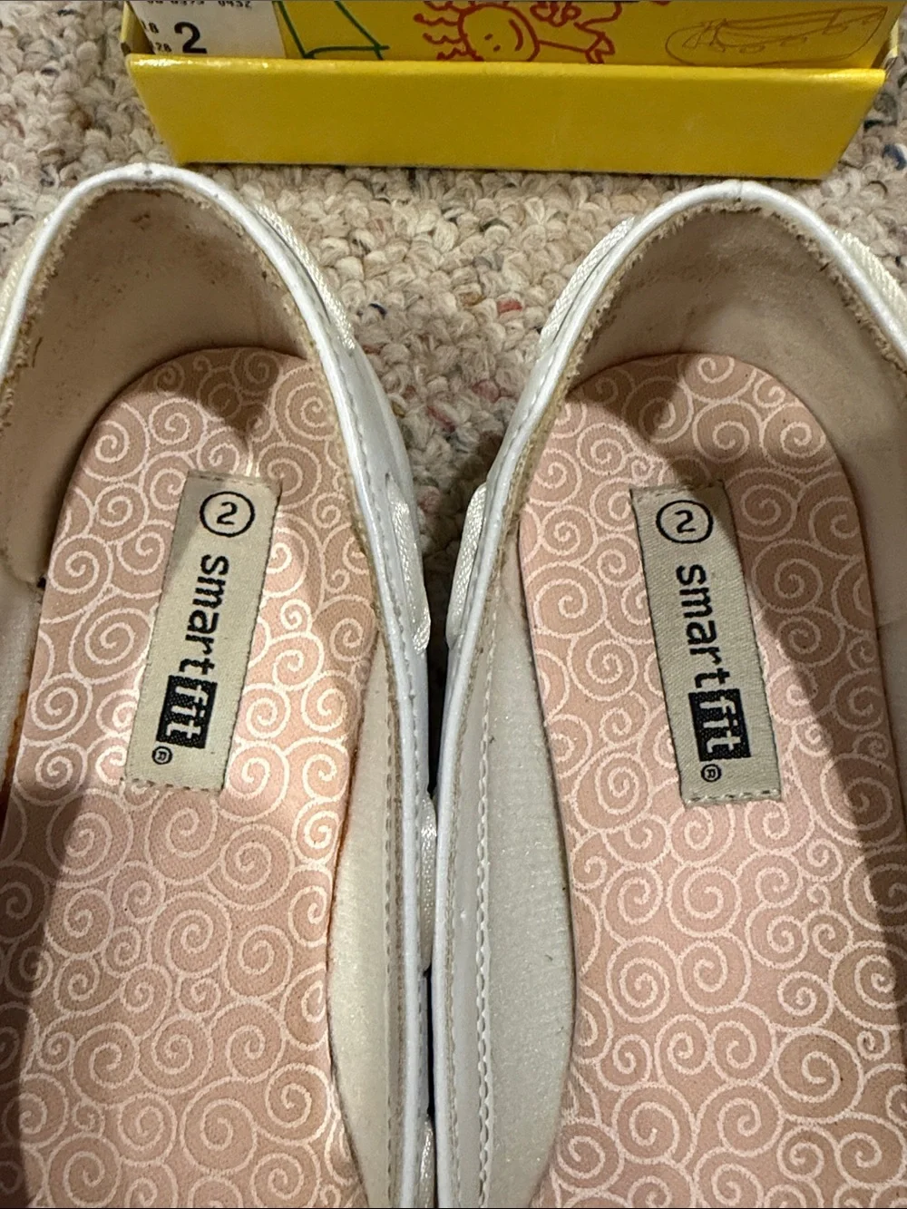 smartfit Girls' White Mary Jane Flats with Cutout Ribbon Detail